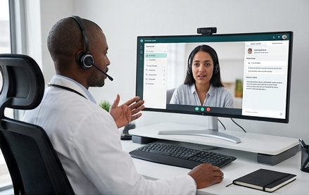 Doctor ready for a virtual consultation